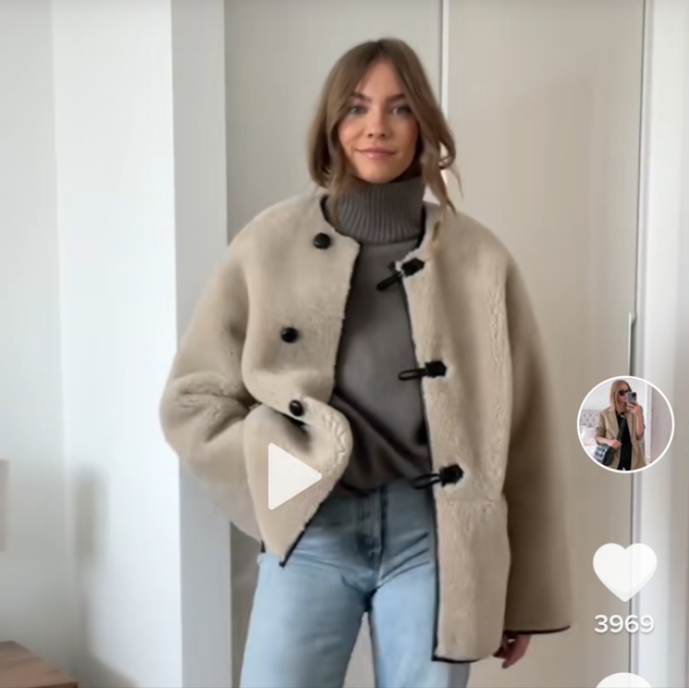 Mango appliques faux fur coat